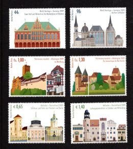 2009 United Nations (Geneva, Vienna & New York) World Heritage - Germany Commemorative Stamps Mint Never Hinged (MNH)