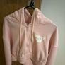 Pink crop white fox hoodie Image 6