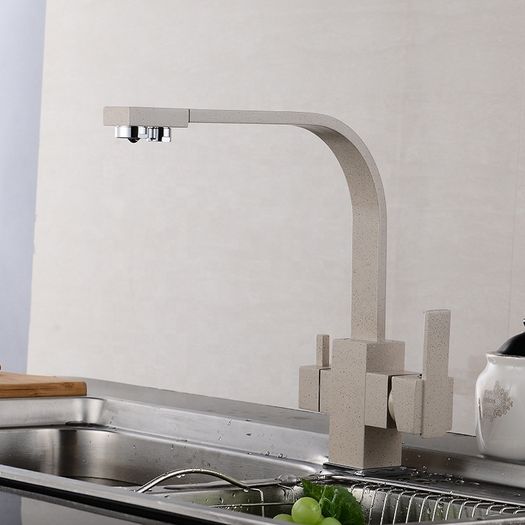 Square 3 Way Faucet Brass Beige