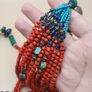 Multi-Strand Tribal Necklace Red Coral, Turquoise Howlite & Lapis Beads Image 2