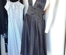 Polka dot dress Vintage Style Tiki Satin Rockabilly