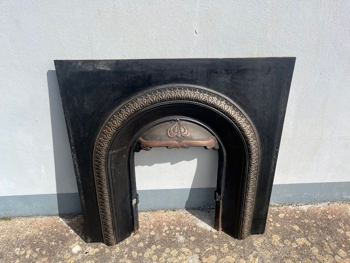 Fireplace cast iron insert wooden surround