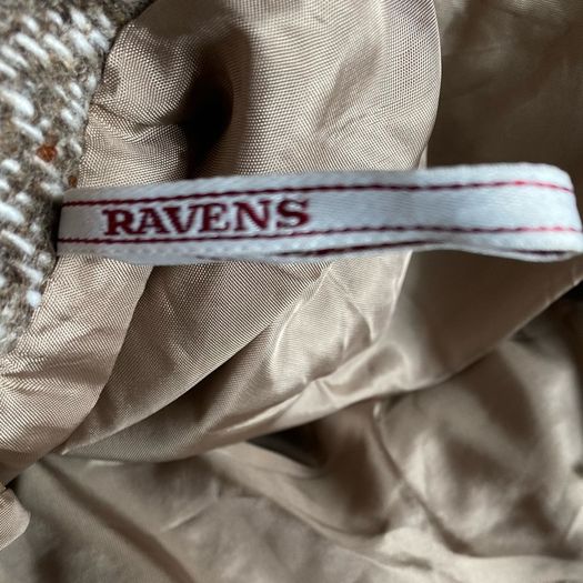 Vintage 70s/80s RAVENS West Germany Pure New Wool Herringbone Midi Skirt UK 6 8