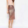 Crop Top Midi Sequin Skirt Bodycon Dress Size- 12 Image 3