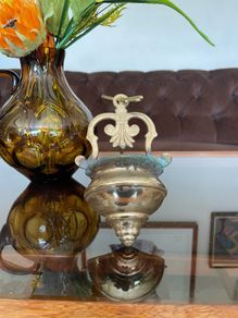Vintage Brass Holy Water Font Wall Hanging Religious Home Decor