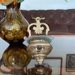 Vintage Brass Holy Water Font Wall Hanging Religious Home Decor