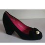 Le Babe 6009 Black Velour Court Shoes EU36 UK3 Pearl Flower Block Heels BNIB  CAN POST Image 3