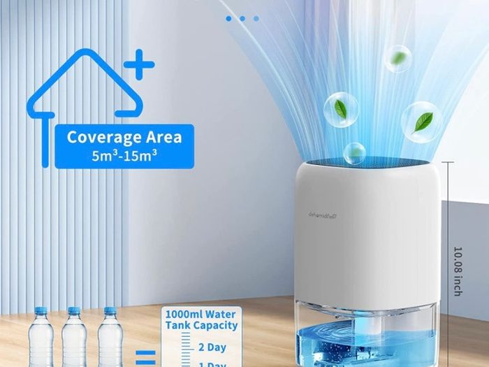 Dehumidifier 1000ml, Dehumidifiers for Home, Auto Off&Coloured LED Light, Peltier Technology Update, Portable and Ultra Quiet, Dehumidifiers for Drying Clothes, Bedroom, Bathroom, Wardrobe (FREE POSTAGE)