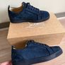 Men's Navy Christian Louboutin suede Trainers Image 2