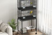 Two-Tier Bird Cage on Wheels, with Stand, for Small Birds