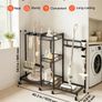 Heavy-Duty Metal Broom Holder & Cleaning Organizer with Wheels, Mop Hanger and Storage Rack, Black Steel Utility Cart Image 2