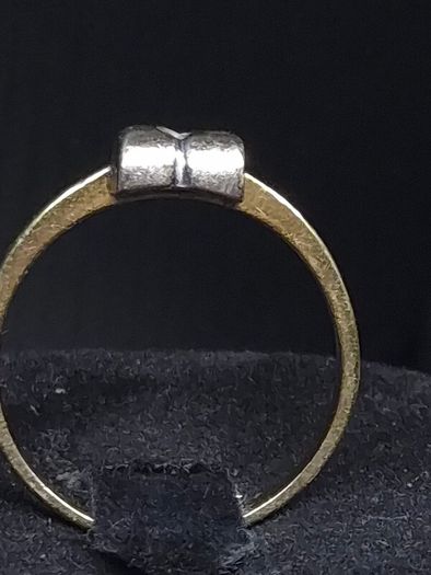 Vintage 18ct Gold Modernist Diamond Ring Two Tone Size 54.5