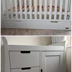 OBaby Cot Bed / Toddler Bed with Under-Bed Drawer & Matching Changing Unit