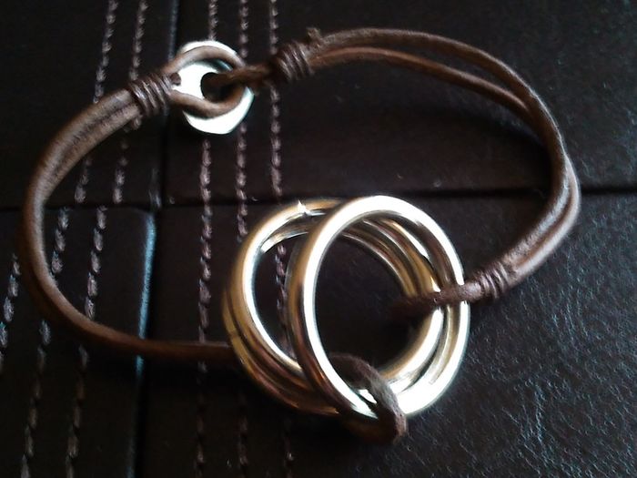 New Brown Leather Bracelet with Metal ring. On Trend Mens SurferJewellery
