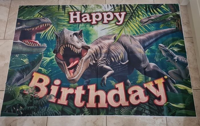Happy Birthday Dinosaur Fabric Banner