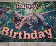 Happy Birthday Dinosaur Fabric Banner
