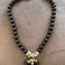 Black necklace with large black heart pendant Image 3