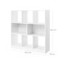 Bookcase 8 compartments whiteE bookshelf, room divider shelf, wooden stand shelf with open compartments, display case for living room, bedroom, children's room and office, 97.5 x 100 x 30 cm (W x H x D), White Image 4