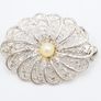 925 Vintage Sterling Silver Filigree Brooch Image 2