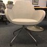 Fan Fabric Armchair Chrome Base Light Grey Finish Image 2