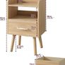 Bedside Table Set of 2, Nightstand, Side Table, Wooden Sofa End Table with Fabric Drawer, Open Shelf, Solid Wood Legs, 39x29x63 cm, for Bedroom, Living Room, Natural Image 7