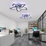 LED Ceiling Light Dimmable, 50W Flush Ceiling Lights with Remote Control,Petals Chandeliers Ceiling Lamp for Bedroom Living Room Kitchen Game Room,3000-6000k, Black Image 3