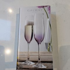 Erne Champagne Flute Glass Pair Amethyst