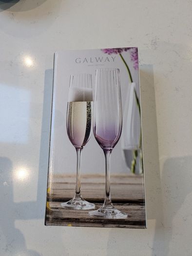 Erne Champagne Flute Glass Pair Amethyst