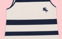 Navy and White Tank Top with a Logo