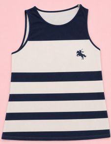 Navy and White Tank Top with a Logo