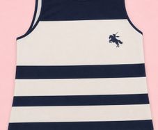 Navy and White Tank Top with a Logo