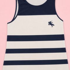 Navy and White Tank Top with a Logo