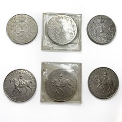 Six 1977 Great Britain QUEEN ELIZABETH 25 YEAR commemorative CROWN coins