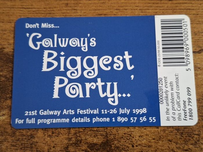 Ireland CallCard "Galway Arts Festival", used, 5/1998, 50 Units - free standard postage