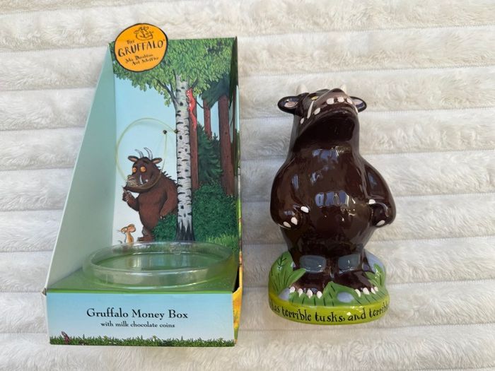 Gruffalo Money Box with chocolate coins Damaged Box Chocolate expired AUG 2015 Please see photos