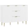 2-Door Sideboard with 3 Drawers and Adjustable Shelves - White Image 2
