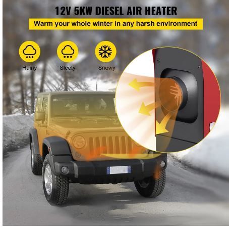 5KW Diesel Air Heater All in One 12V with LCD Switch Remote Control Low Noise Suitable for Cars Vans Trucks RV Boats Trailers