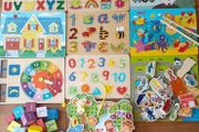 Bundle of Wooden Puzzles,Blocks,Threading toys
