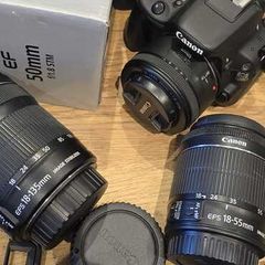 Canon 100D DSLR, 18 135mm, 50mm and 18 55mm Lenses with Accessories