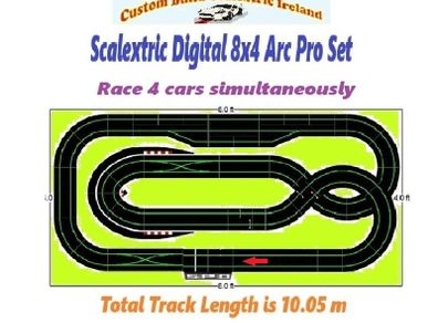 Scalextric Digital 8x4 Arc Pro Set.  Race 4 cars simultaneously.