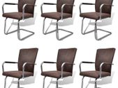 Cantilever Dining Chairs 6 pcs Brown Faux Leather