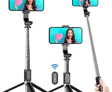 NEW SALE | Selfie Stick Tripod, 4 in 1 Extendable Selfie Stick 360 Degree Rotation Tripod Stand with Detachable Wireless Remote Portable Mobile