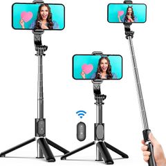 NEW SALE | Selfie Stick Tripod, 4 in 1 Extendable Selfie Stick 360 Degree Rotation Tripod Stand with Detachable Wireless Remote Portable Mobile