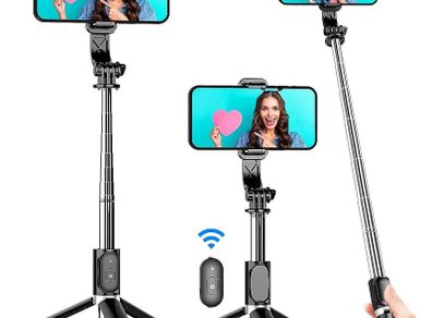 NEW SALE | Selfie Stick Tripod, 4 in 1 Extendable Selfie Stick 360 Degree Rotation Tripod Stand with Detachable Wireless Remote Portable Mobile