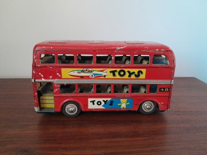 Vintage Friction Toy Double-decker Bus