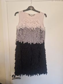 Size 8 Sleeveless Ombre Fringe Dress