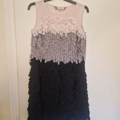 Size 8 Sleeveless Ombre Fringe Dress