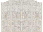 Hand carved 4-Panel Room Divider White 160x165 cm Solid Mango Wood