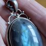 Beautiful Natural large labradorite pendant sterling silver with chain Image 10