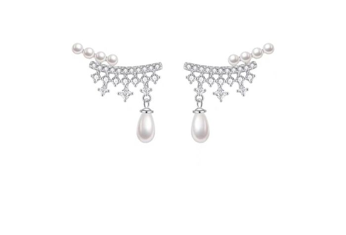 Sumiyaki Pearl and Diamante Earrings
